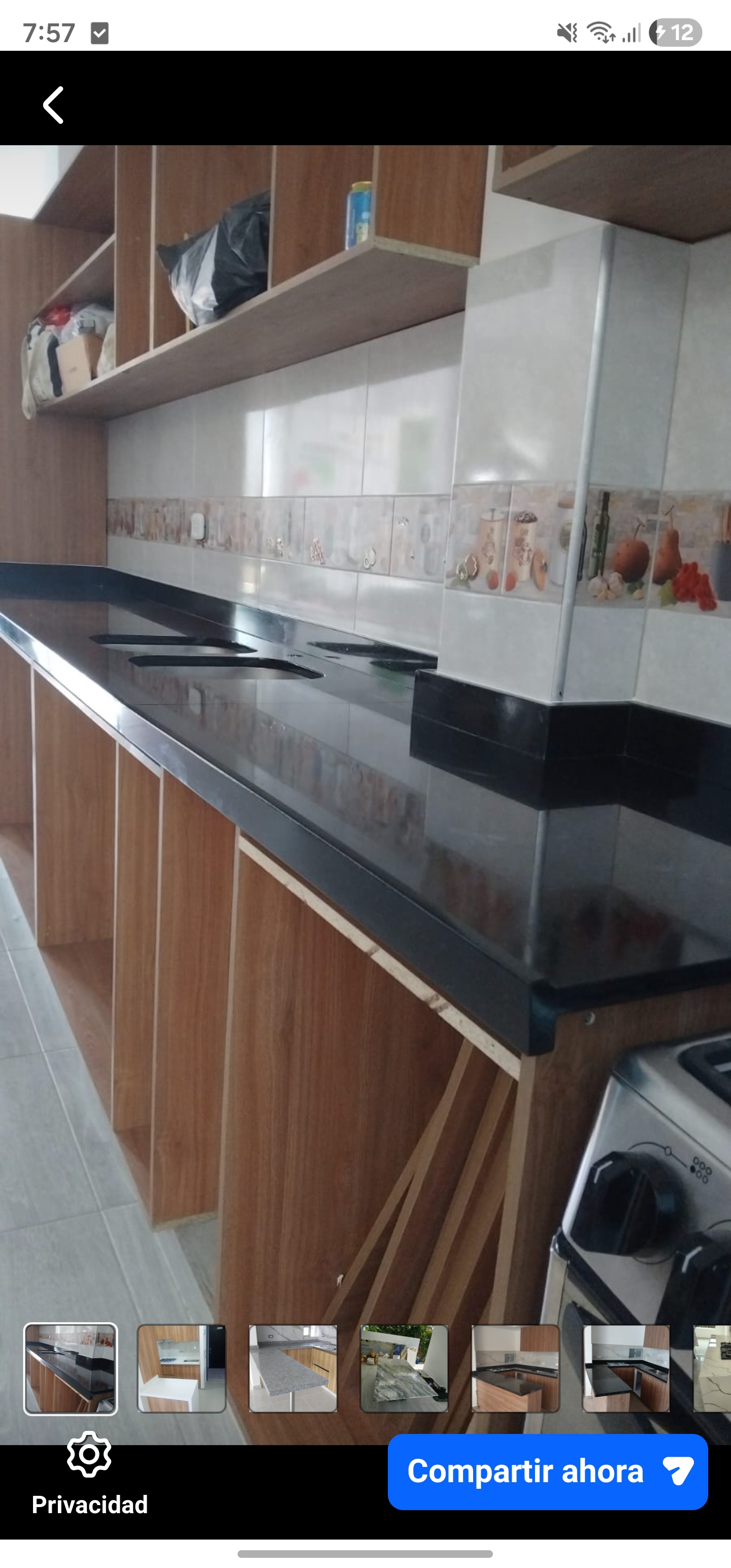 Mesón de cocina en granito negro pulido